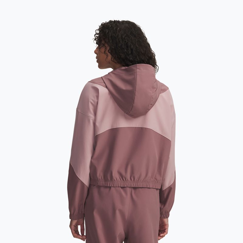 Дамско яке Under Armour Rival Woven Hoody maroon mist tourmaline pink/maroon mist 2