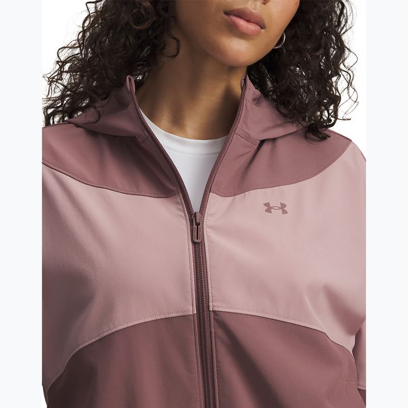 Дамско яке Under Armour Rival Woven Hoody maroon mist tourmaline pink/maroon mist 3