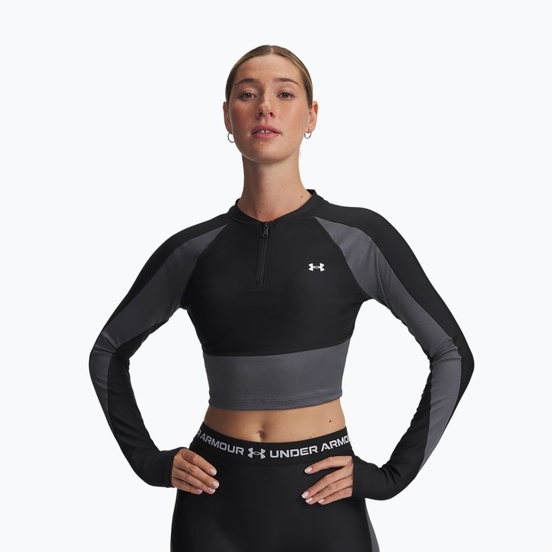 Дамска блуза с дълъг ръкав за тренировка Under Armour HeatGear Rib 1/4 Zip black/castlerock/white