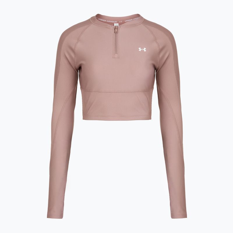Дамска тренировъчна блуза с дълъг ръкав Under Armour HeatGear Rib 1/4 Zip turmaline pink/turmaline pink/white