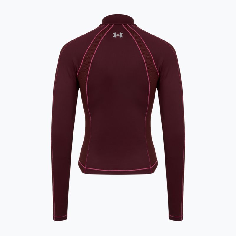 Мъжка тениска Under Armour ColdGear Textured 1/2 Zip, dark burgundy/fuchsia twilight/metallic silver 2