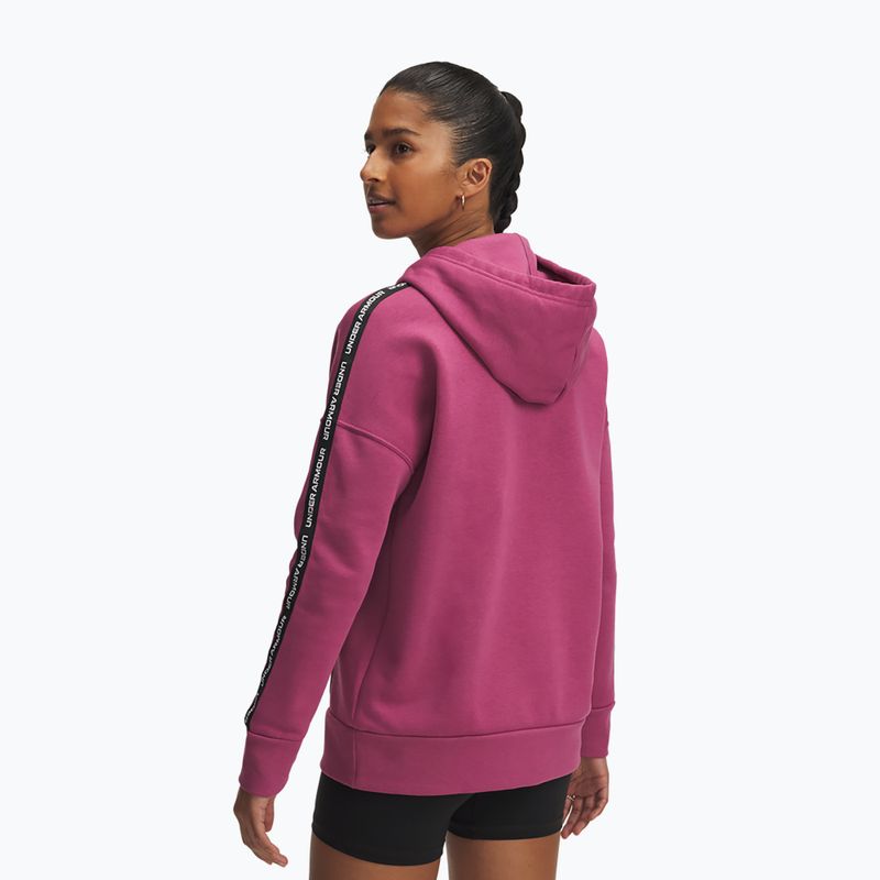 Дамски суитшърт Under Armour Icon Fleece Taped Hoody fuchsia dusk/white 2