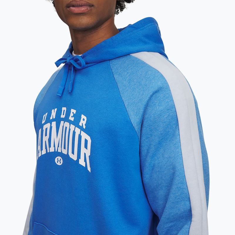 Мъжки суитшърт Under Armour Rival Fleece Colorblock Hoodie blue atlantis/white 3
