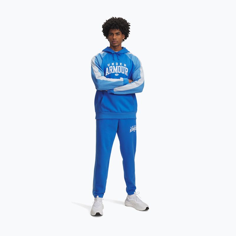 Мъжки панталони за тренировка Under Armour Rival Fleece Colorblock blue atlantis/blue calm/white 2