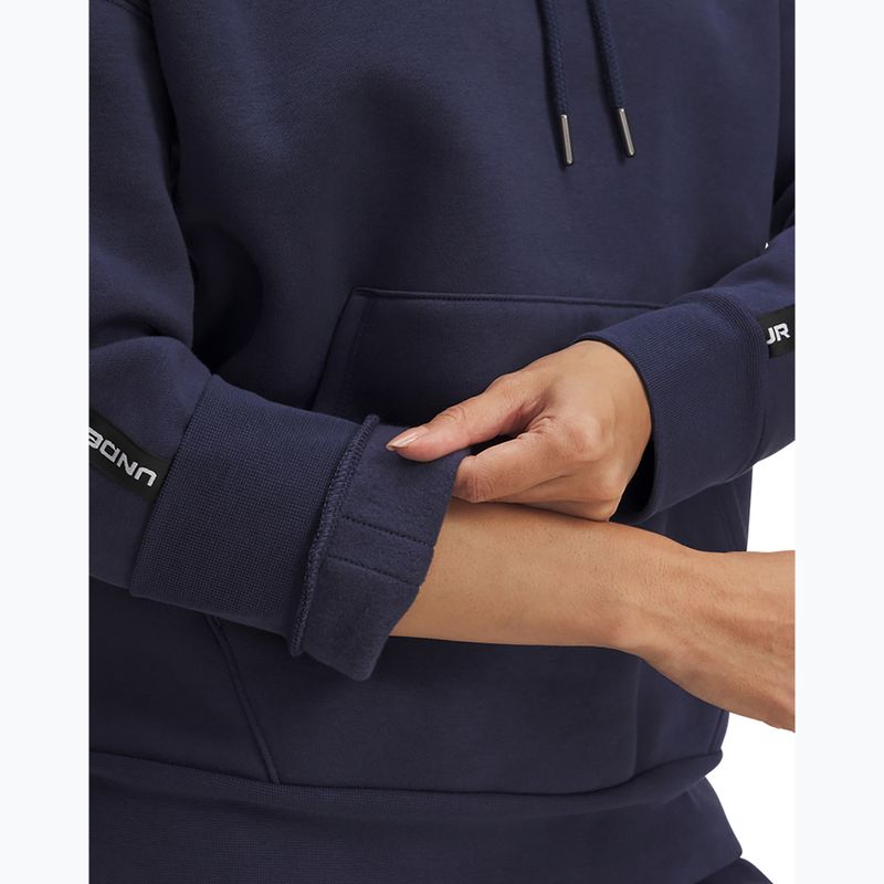 Дамски суитшърт Under Armour Icon Fleece Taped Hoody washed navy/white 3