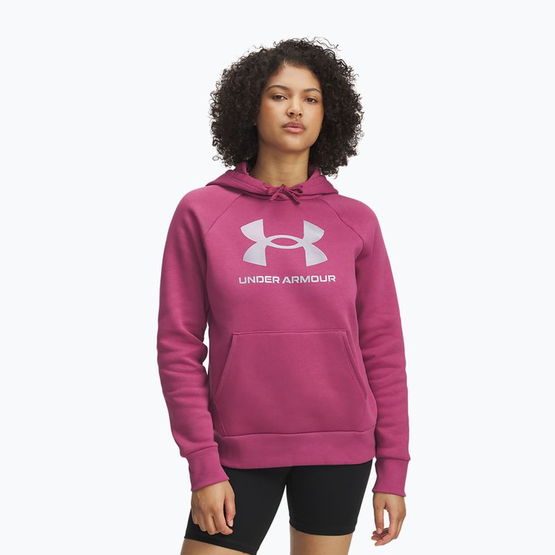 Дамски суитшърт Under Armour Rival Feelce Shimmer Hoody fuchsia dusk/irisdescent