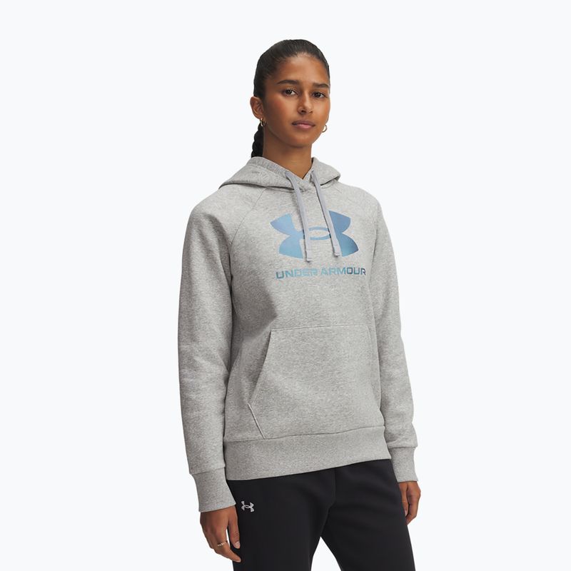 Дамски суитшърт Under Armour Rival Feelce Shimmer Hoody mod grey light heather/iridescent