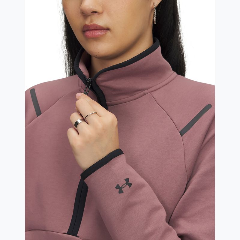 Дамски суитшърт за тренировка Under Armour Unstoppable Fleece HZ maroon mist/black 3
