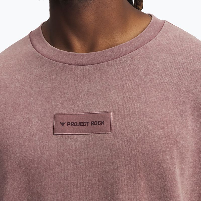 Мъжка тренировъчна тениска Under Armour Project Rock Heavyweight Oversized maroon mist/black 3