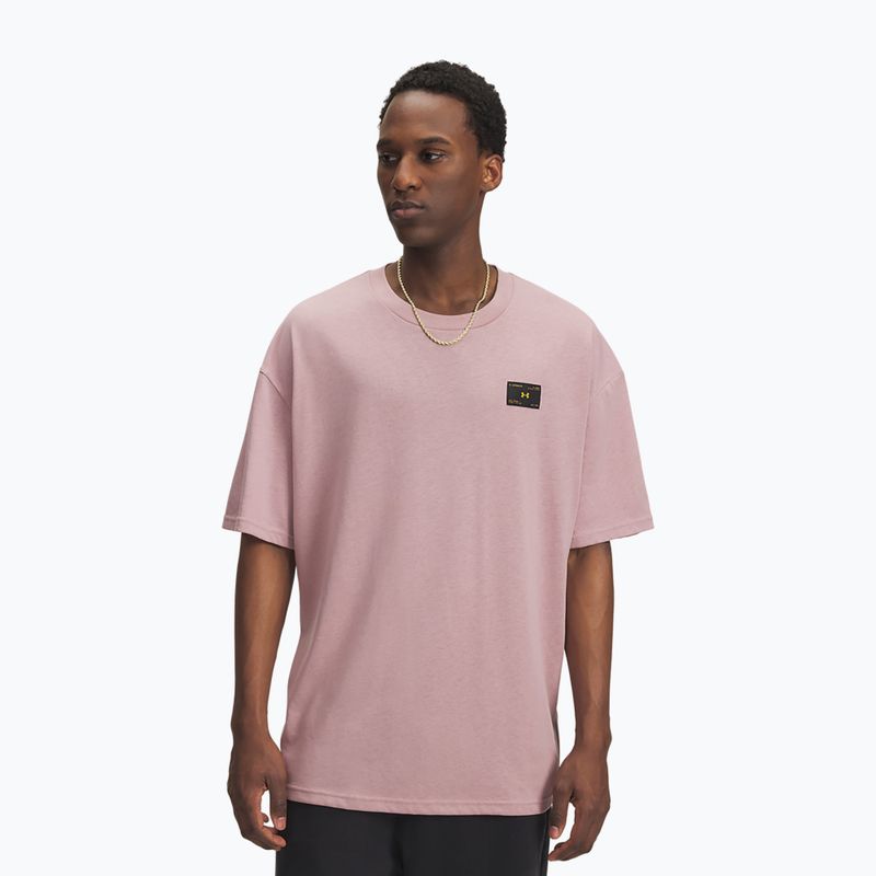 Мъжка тениска Under Armour Woven Label Heavyweight tourmaline pink/black