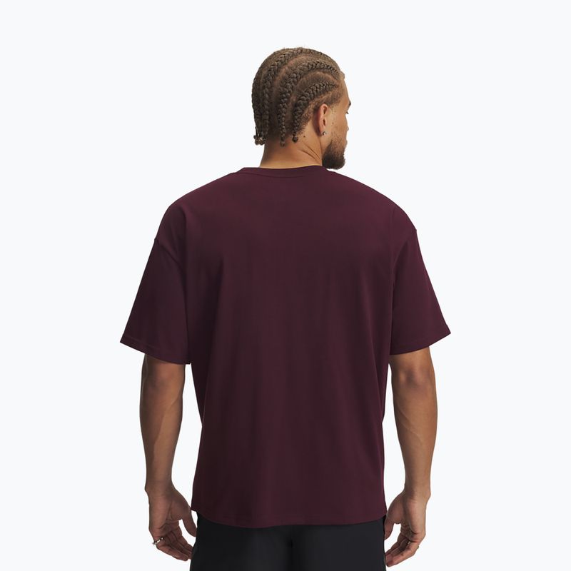 Мъжка тениска Under Armour Logo Heayweight dark maroon/white 2