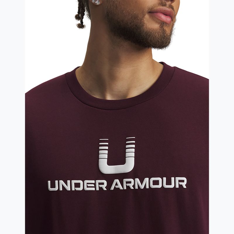 Мъжка тениска Under Armour Logo Heayweight dark maroon/white 3