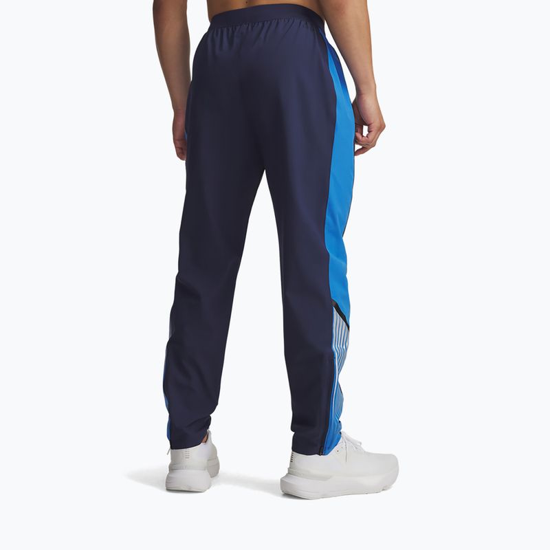Мъжки панталони за бягане Under Armour Velociti Storm washed navy/blue atlantis/reflective 3