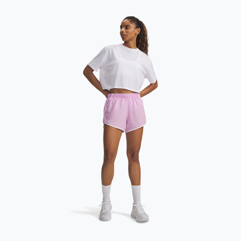 Дамски шорти за бягане Under Armour Fly By 3“ pink dawn/white 2