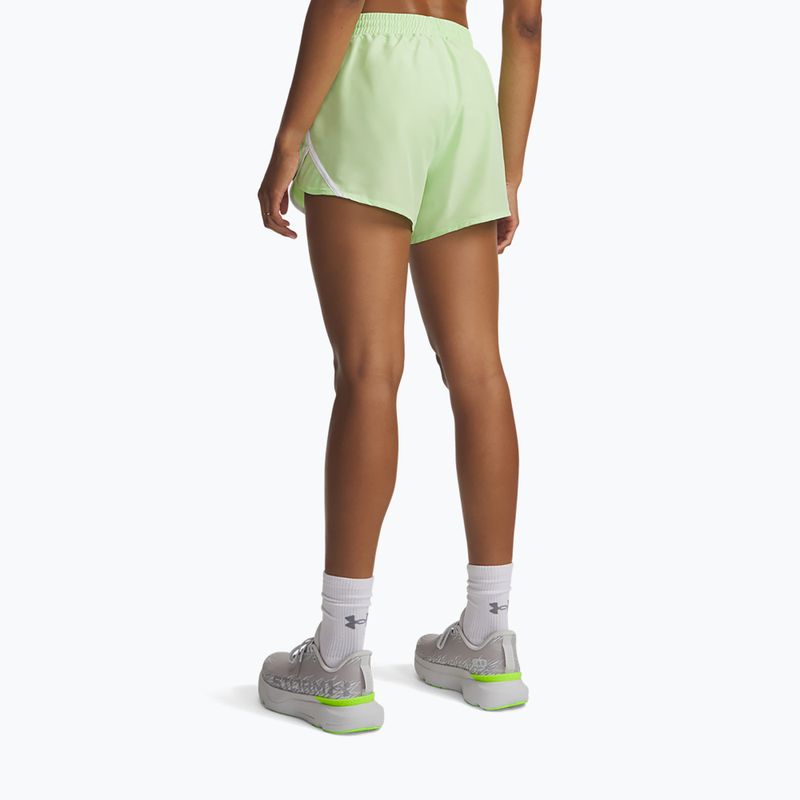 Дамски шорти за бягане Under Armour Fly By 3“ lumos lime/white 3