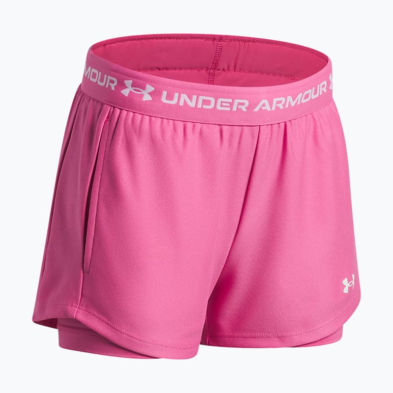 Детски тренировъчни шорти Under Armour UA Tech Play Up 2IN1 Shorts pink frenzy/white 3