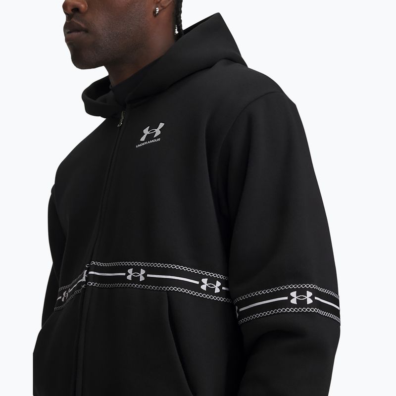 Мъжки суитшърт Under Armour Icon Fleece Taped Full Zip ultimate black/white 3