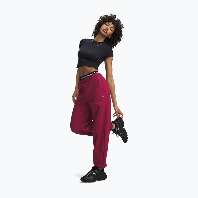 Дамски панталони Under Armour Icon Fleece Gym Pant claret/white 2