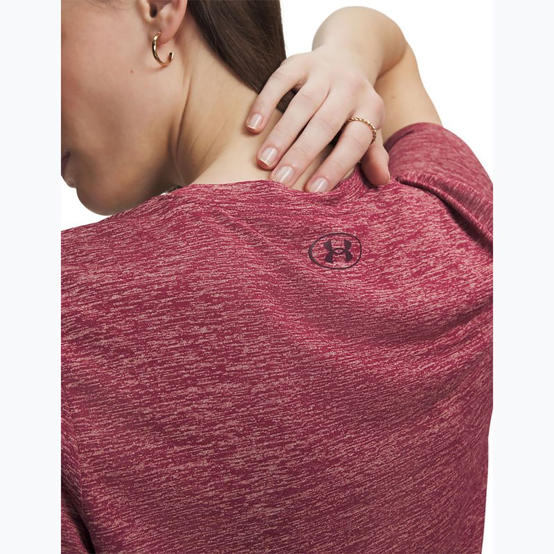 Дамска тренировъчна тениска Under Armour Tech V-Twist claret/ox blood 3