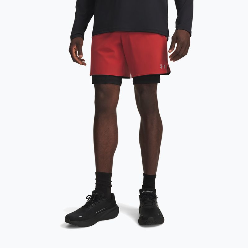 Мъжки шорти за бягане Under Armour Velociti Pro 2IN1 Shorts heritage red/reflective