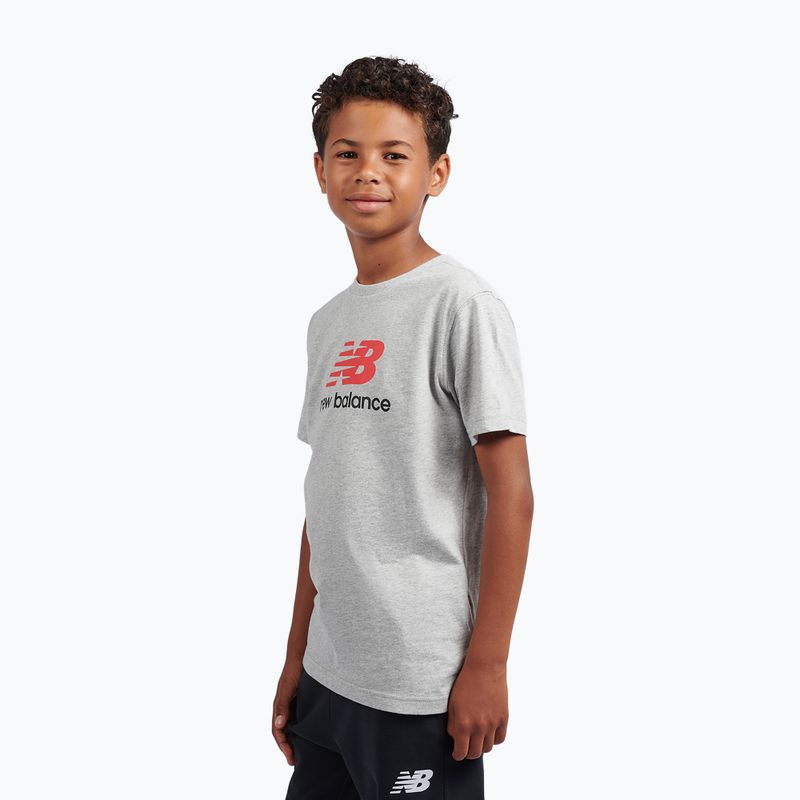 Детска тениска New Balance Jersey Stacked Logo Tee athletic grey heather 4
