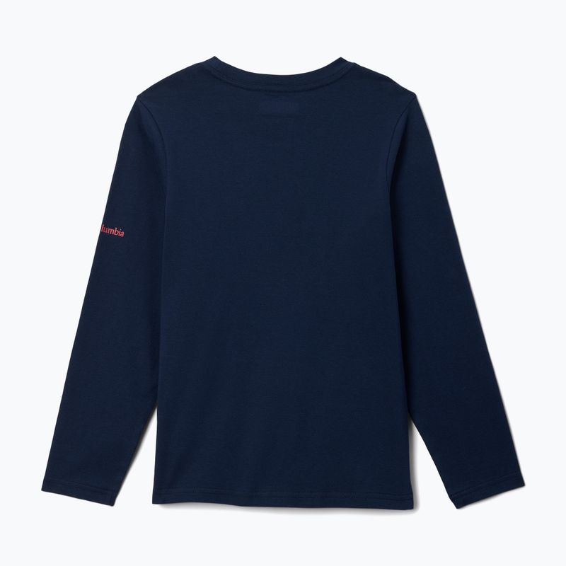 Детска блуза с дълъг ръкав за трекинг Columbia Dobson Pass Graphic Tee collegiate navy/hike on 2