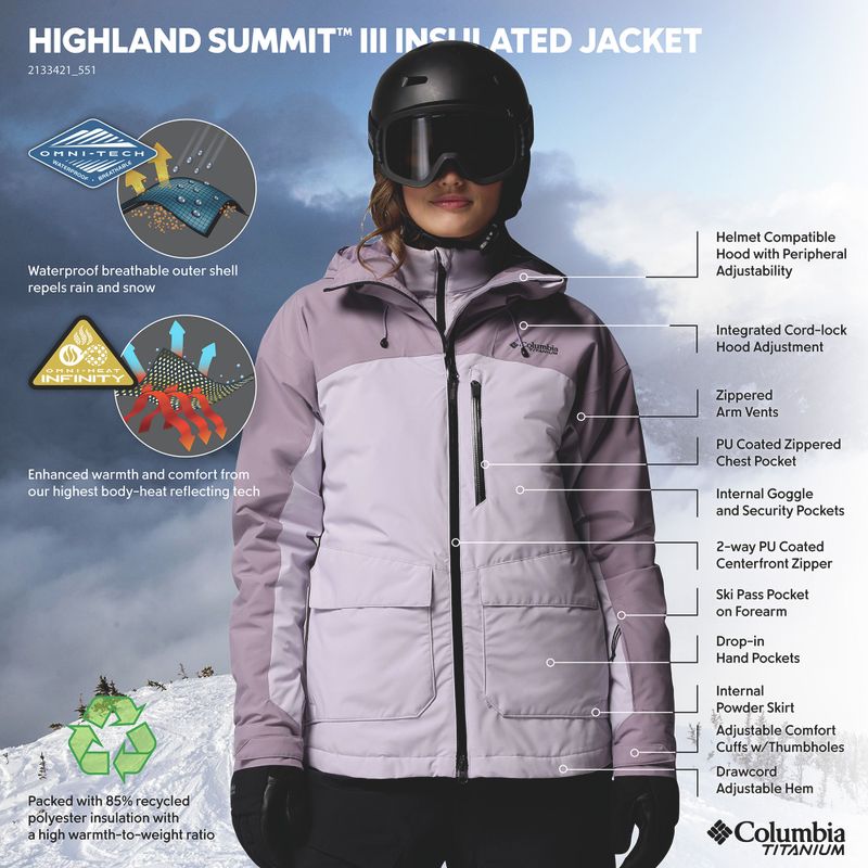 Дамско скиорско яке Columbia Highland Summit III Insulated lavender pearl/shale purple 13