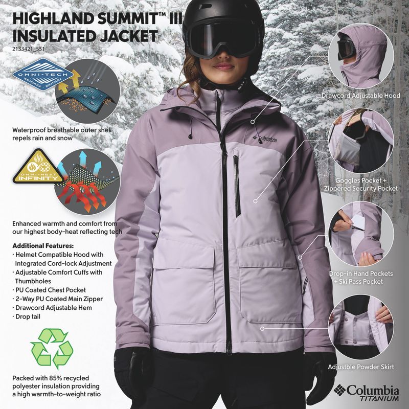 Дамско скиорско яке Columbia Highland Summit III Insulated lavender pearl/shale purple 14
