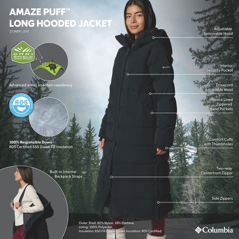 Дамско пухено дълго яке Columbia Amaze Puff Long Hooded black 19