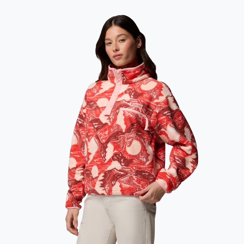 Дамски поларен суитшърт Columbia Helvetia II Printed Cropped Half Snap poppy red/sunscape 4