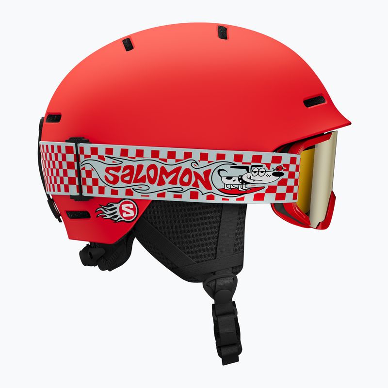 Детска скиорска каска Salomon Player Combo + Goggles XV Jr cherry tomato/red silver mirror 2