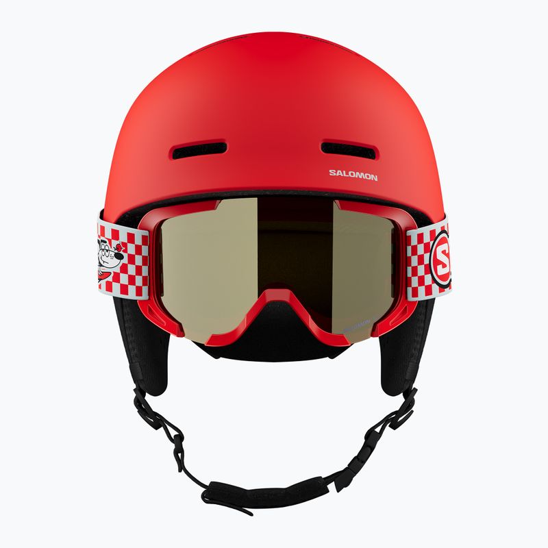 Детска скиорска каска Salomon Player Combo + Goggles XV Jr cherry tomato/red silver mirror 4