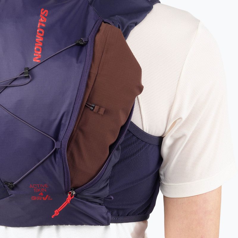 Жилетка за бягане Salomon Active Skin 4 GRVL martime blue / astral aura / haute red 7