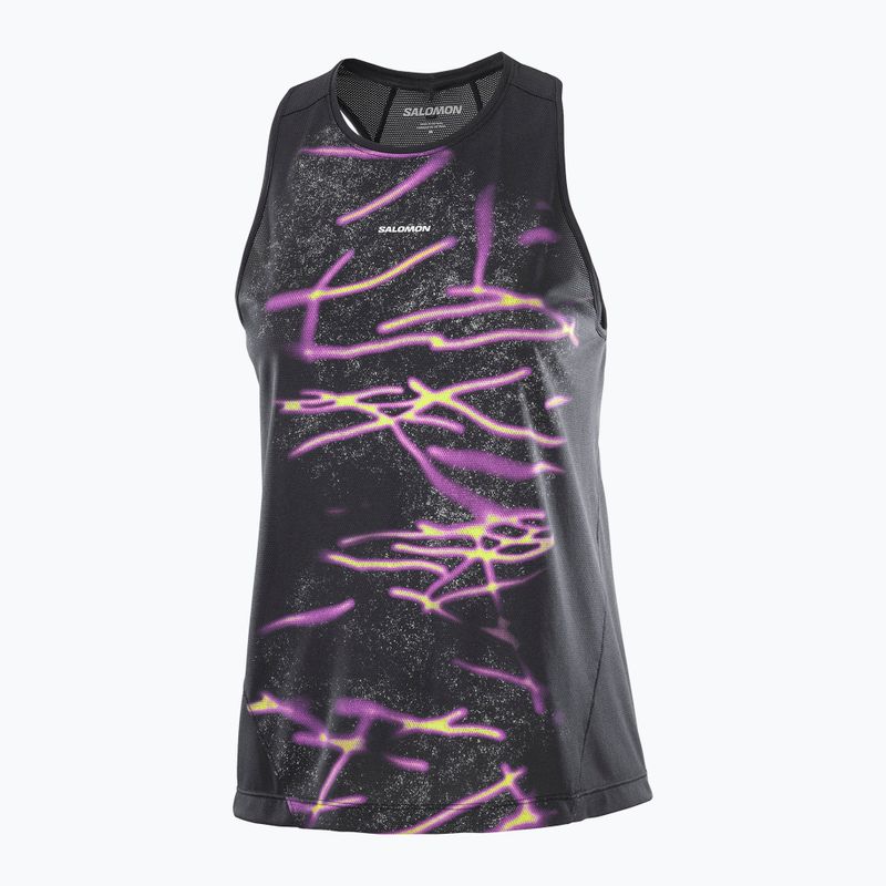 Дамска тениска за бягане Salomon Shakeout Core Tank GFX deep black 4