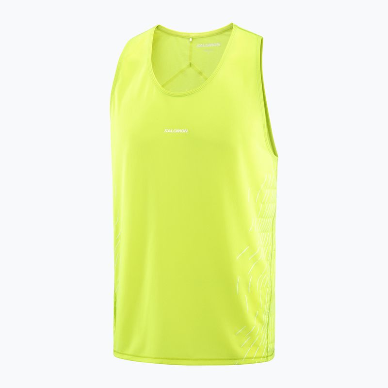 Мъжка тениска за бягане Salomon Sense Aero Singlet GFX acid lime 4