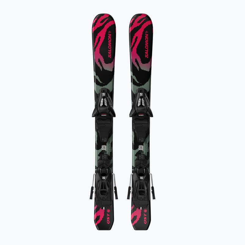 Детски ски за спускане със ски автомати Salomon QST Jr Black XS + C5 GW black/neon punch 2