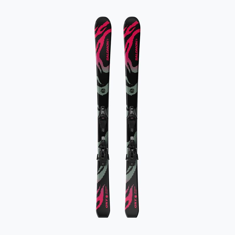 Детски ски за спускане със ски автомати Salomon QST Jr Black S + C5 GW black/neon punch