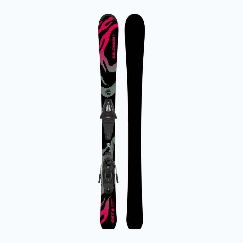 Детски ски за спускане със ски автомати Salomon QST Jr Black S + C5 GW black/neon punch 3