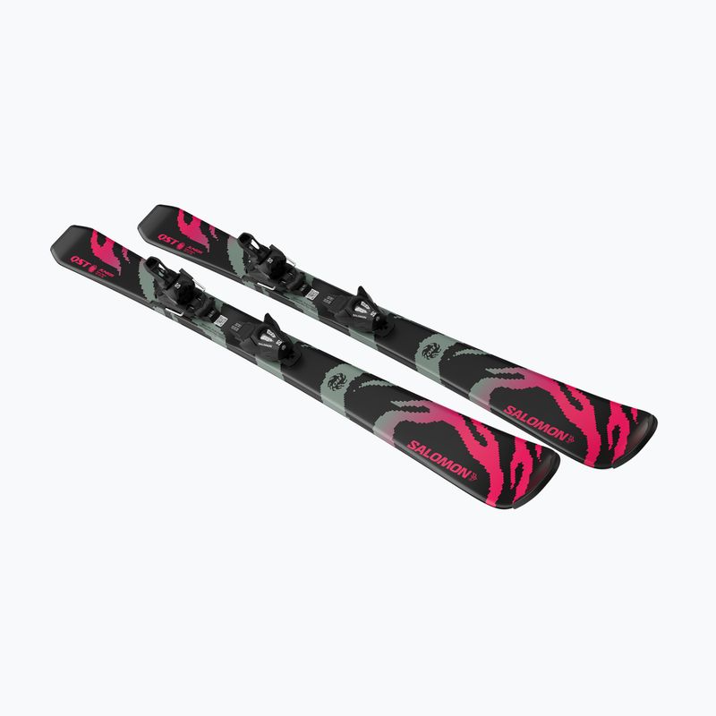Детски ски за спускане със ски автомати Salomon QST Jr Black S + C5 GW black/neon punch 4