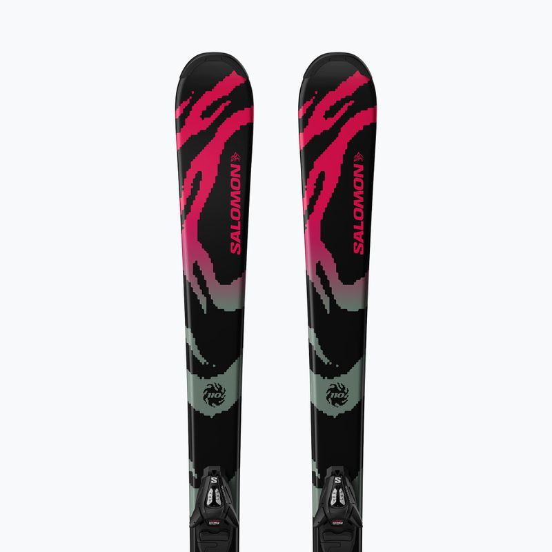 Детски ски за спускане със ски автомати Salomon QST Jr Black S + C5 GW black/neon punch 5