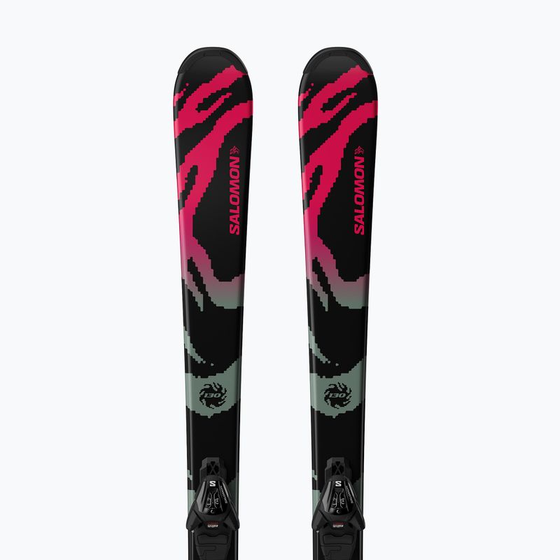 Детски ски за спускане със ски автомати Salomon QST Jr Black M + L6 GW black/neon punch 5
