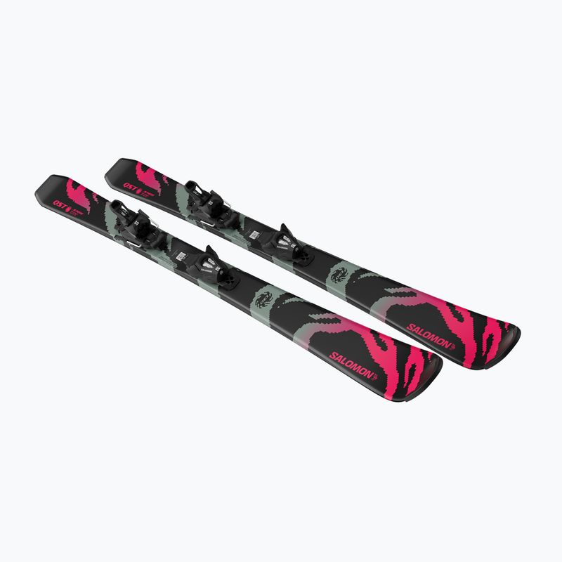 Детски ски за спускане със ски автомати Salomon QST Jr Black M + C5 GW black/neon punch 4