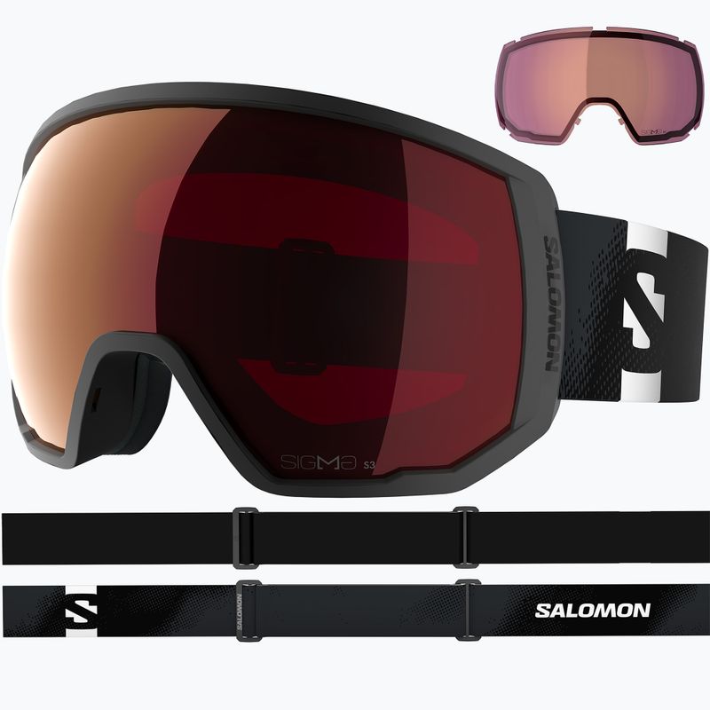Скиорскa маска Salomon Radium Pro Outline Sigma S3+S1 black/sigma fire red/sigma light blue 2