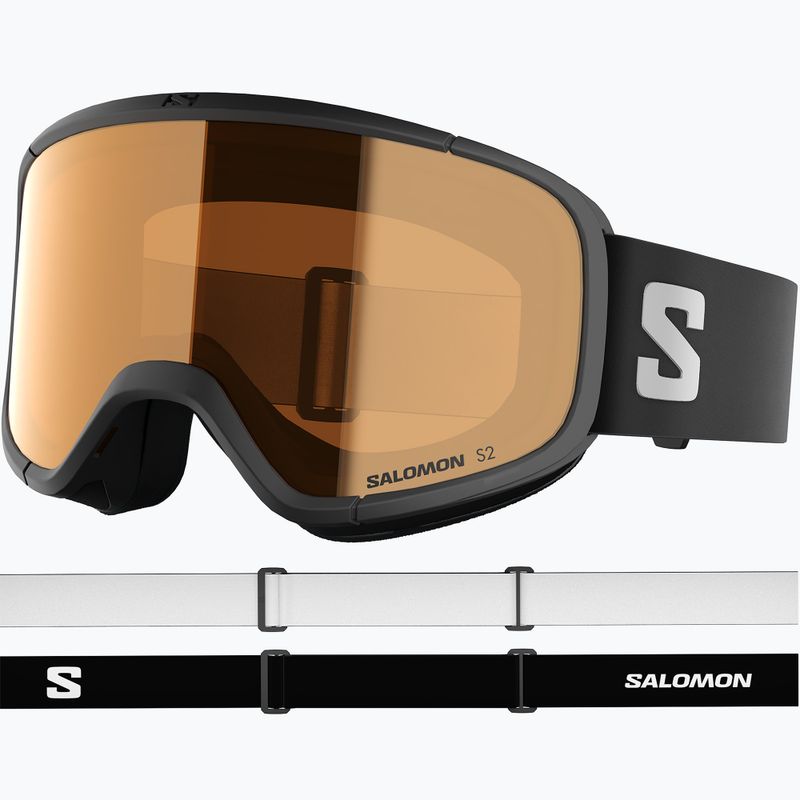 Детска скиорска маска Salomon Rio S2 black/flash tonic orange 2