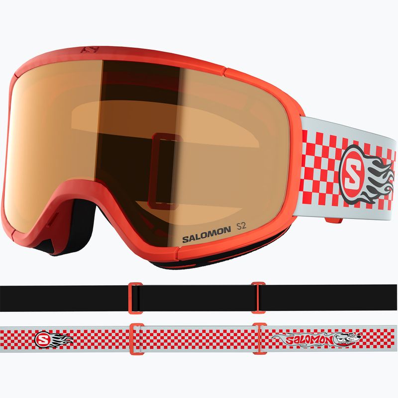 Детска скиорска маска Salomon Rio S2 cherry tomato/flash tonic orange 2