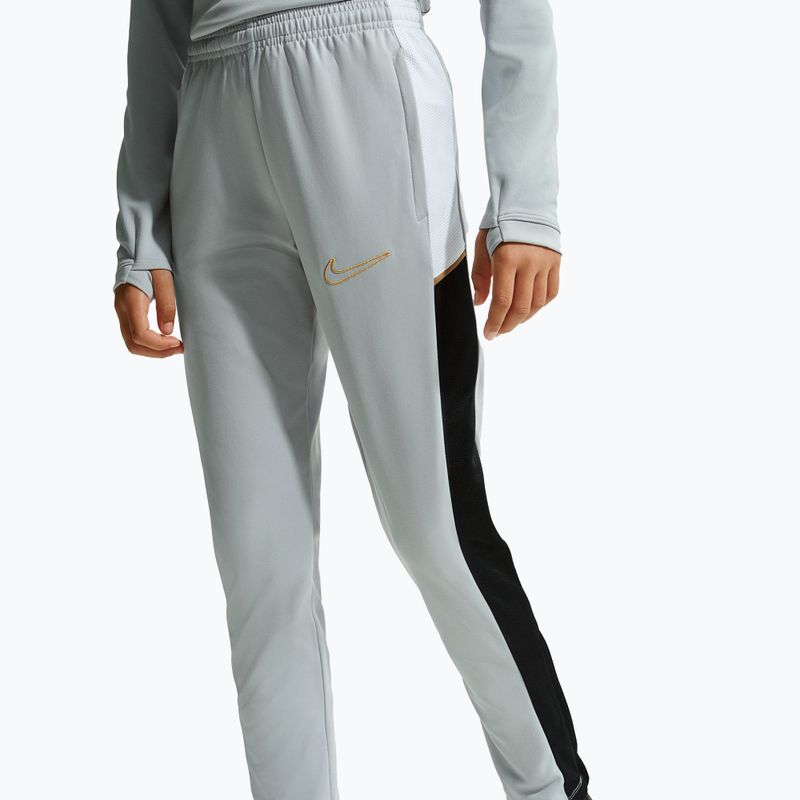 Детски панталони Nike Academy Dri-Fit Jr light smoke grey/white/black/metallic gold 2