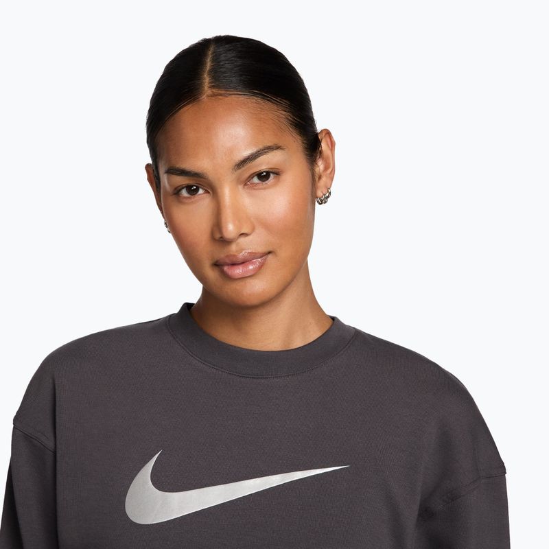 Дамски суитшърт за тренировка Nike Pro Dri-Fit Crew Neck thunder grey/metallic silver/white 3