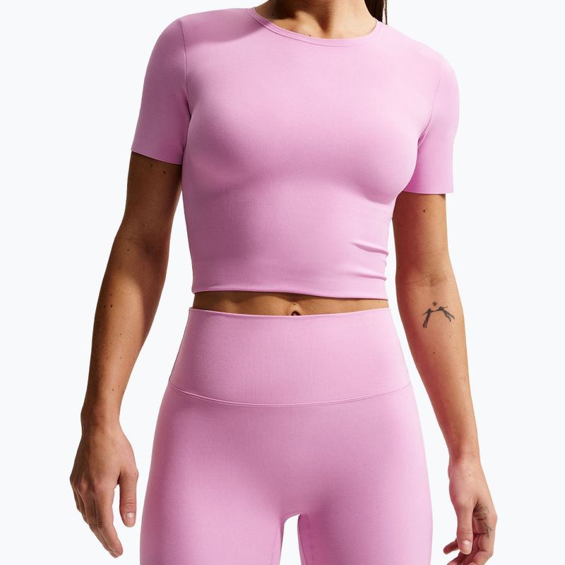 Дамски къси панталони/шорти Nike Zenvy High Waisted Biker 5" light magenta/white 5