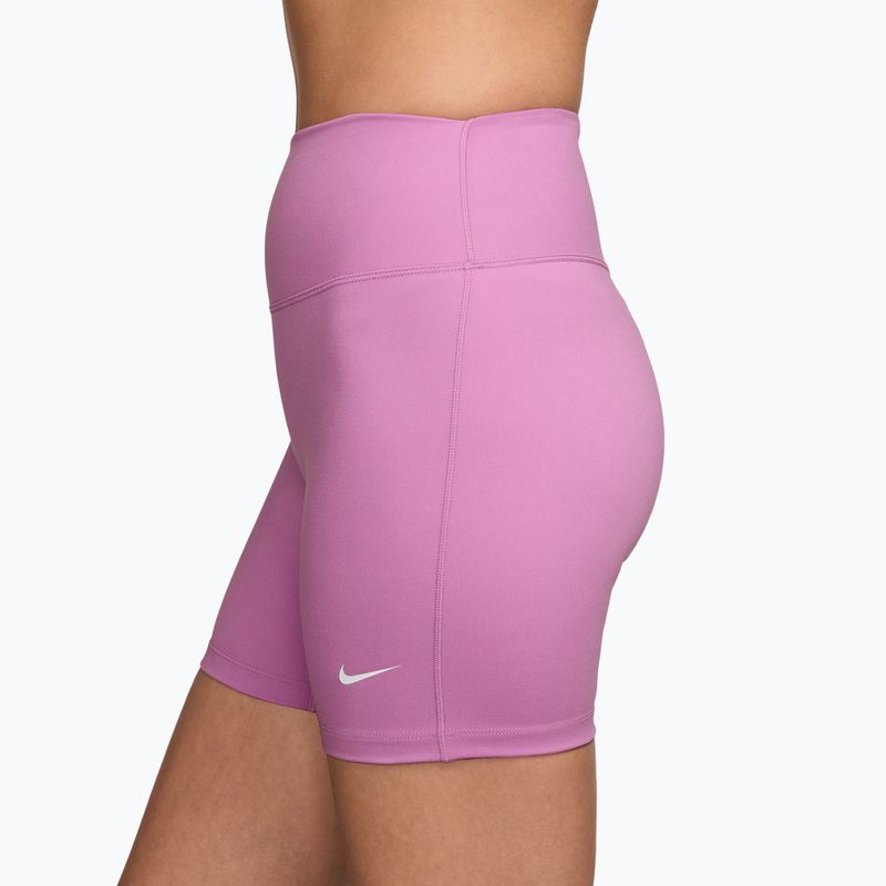Дамски шорти Nike One High-Waisted Biker 5“ light magenta/white 3