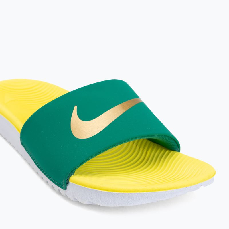 Детски чехли Nike Coffee malachite/sonic yellow/metallic gold 7